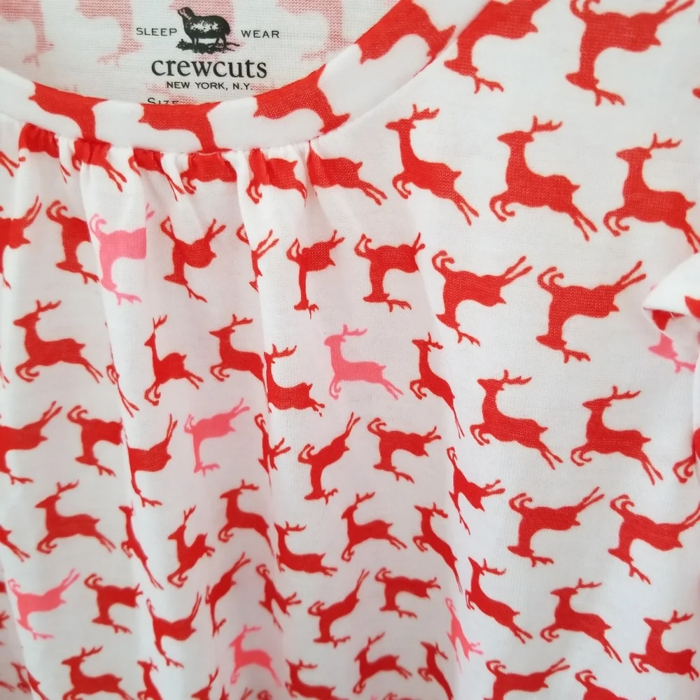 New! Crewcuts sz 3T 3 Girls Reindeer Pajama Dress Nightgown NWT